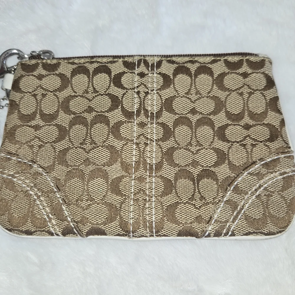 Coach Brown Canvas Signature Wristlet